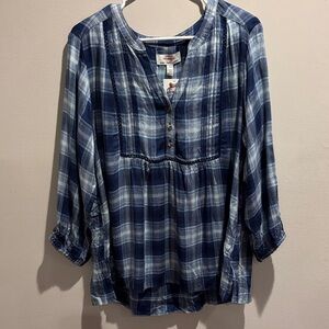 Wrangler Blue Plaid Blouse